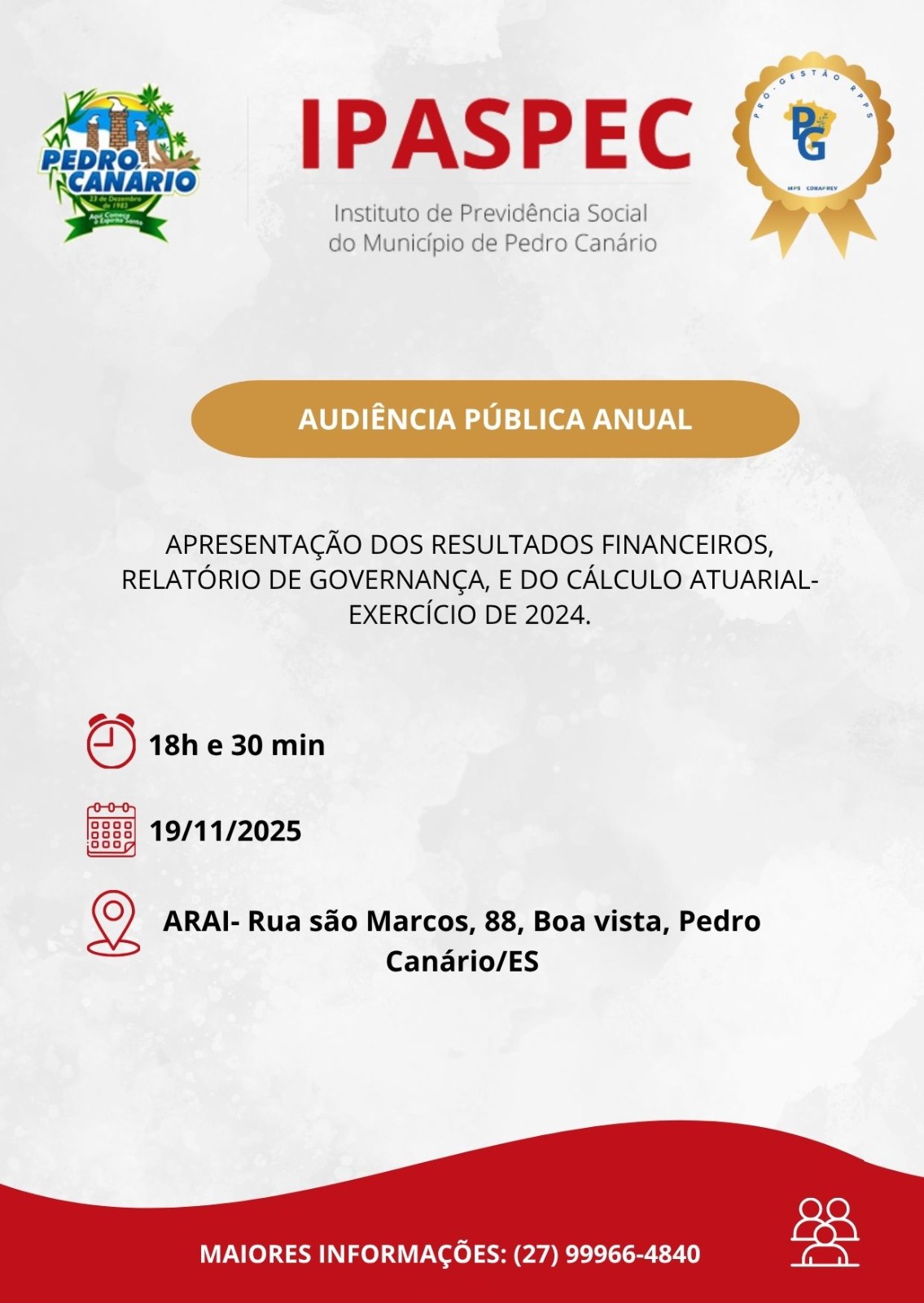 IPASPEC realizará no dia 19 de novembro a Audiência Pública Anual