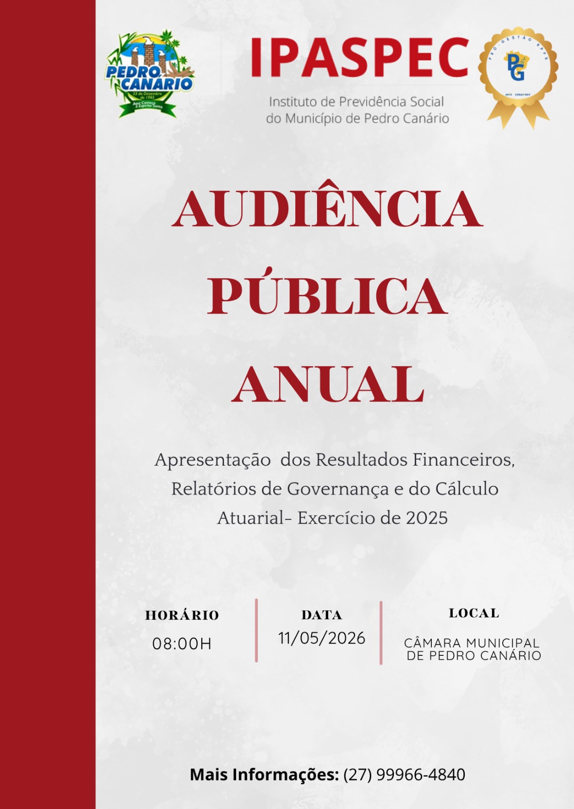 IPASPEC realizará Audiência Pública.