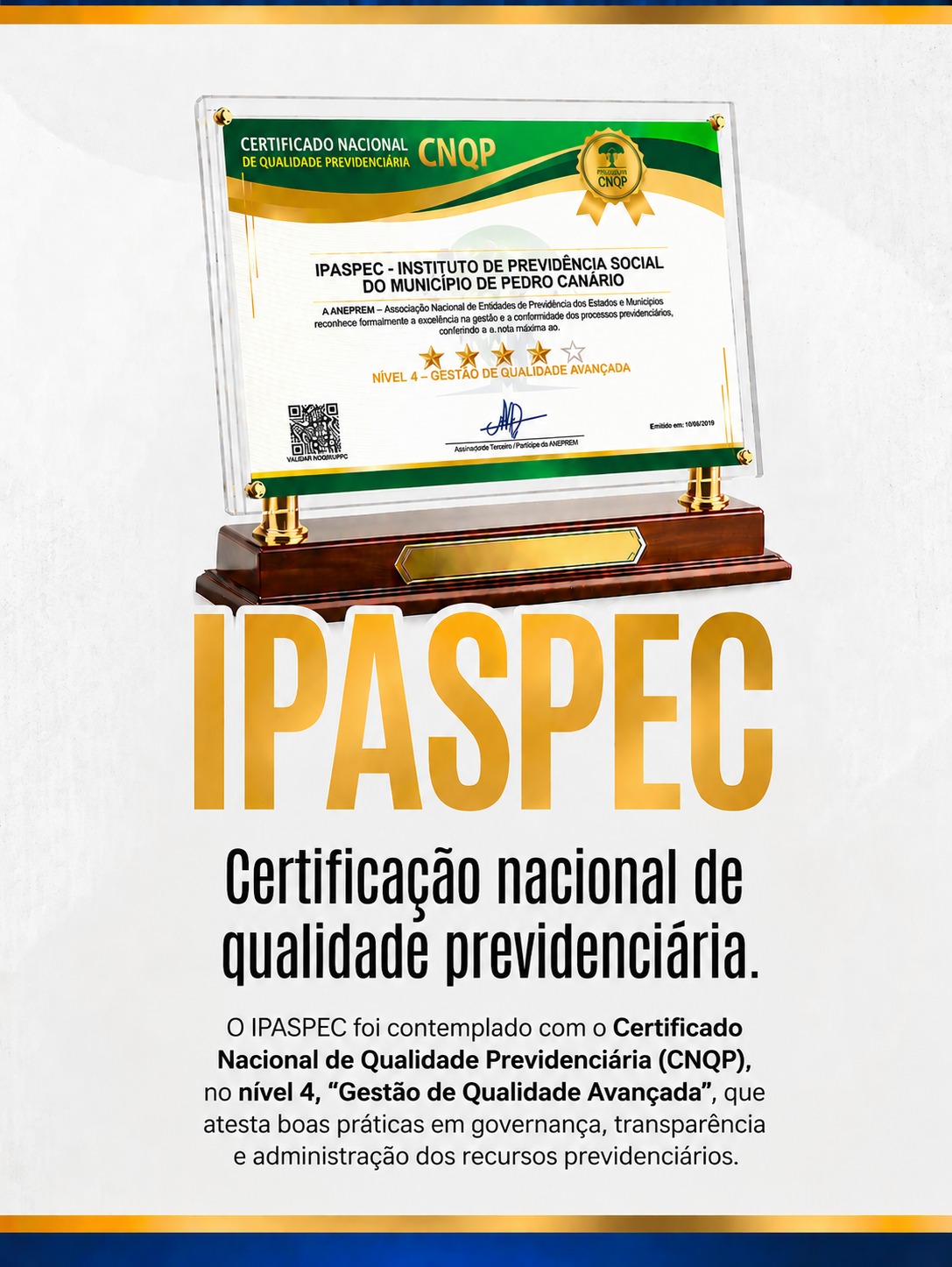 IPASEC é contemplado com CNQP- Certificado Nacional de Qualidade Previenciária
